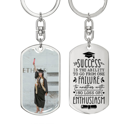 2022 Graduation Gifts Personalized Photo Keychain, "Success is the ability to go from one failure"