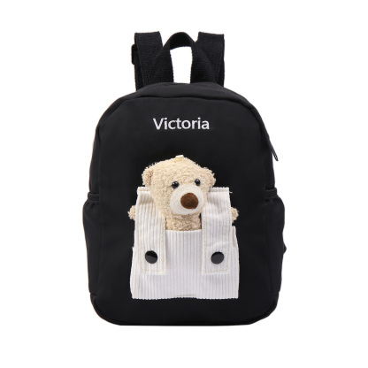 Personalized Bear Style School Bag Customized Name Canvas Kids Backpack Back to School Gift
