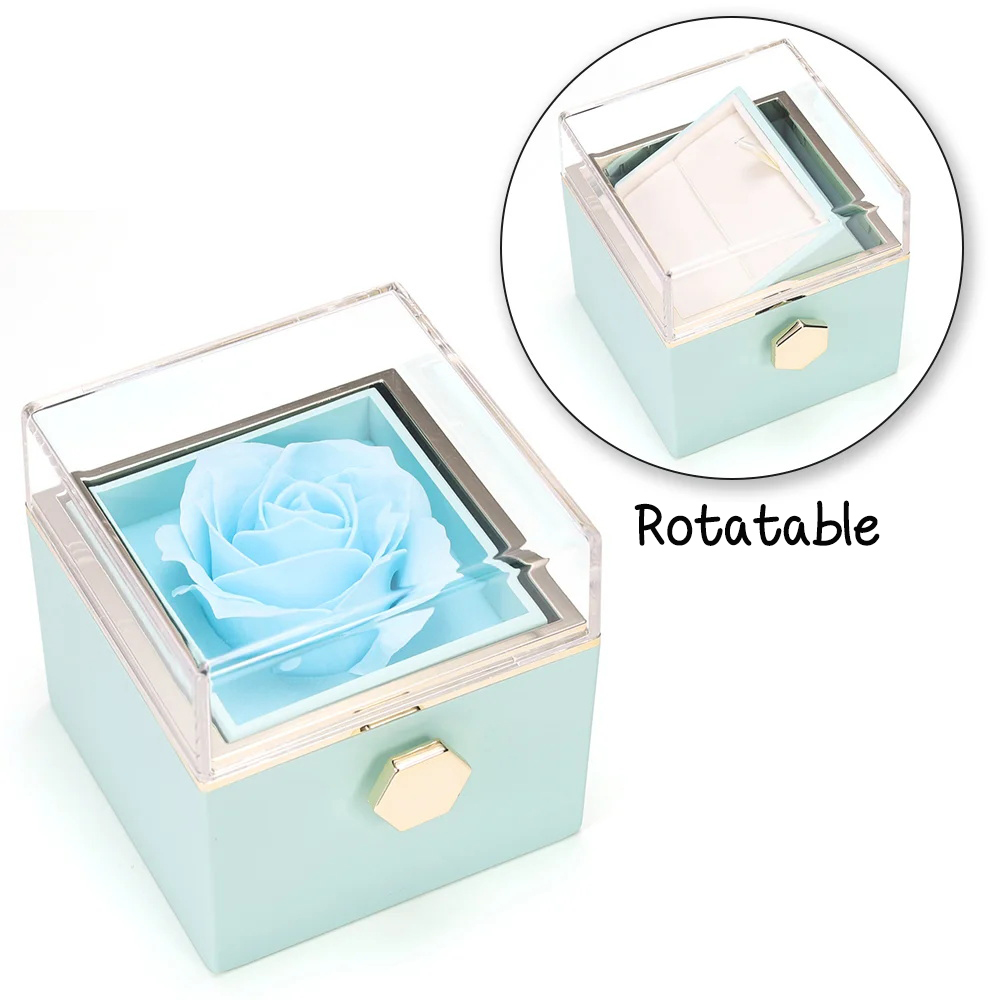 Rotatable Jewelry Box Enchanted Rose Jewelry Gift Package Red