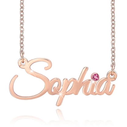 Personalized Necklace With Birthstone Custom 1 Name Necklace Gift For Women