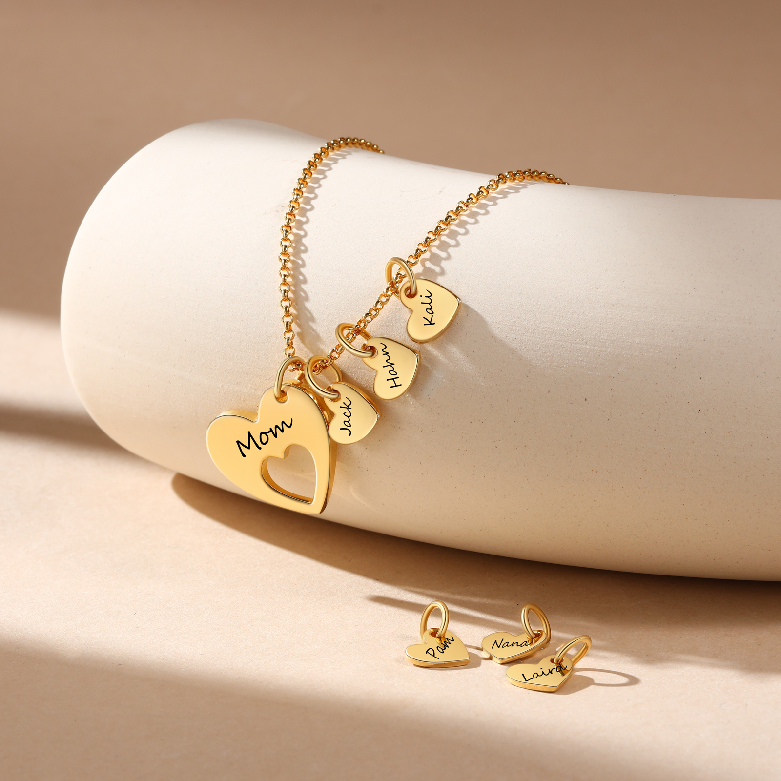 5 Names - Personalized Love Pendant Necklace with Gift Box Customized Name Gift for Her