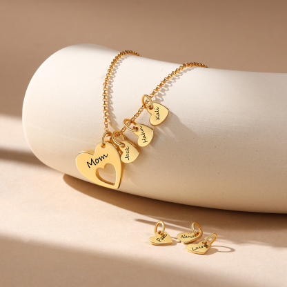 5 Names - Personalized Love Pendant Necklace with Gift Box Customized Name Gift for Her