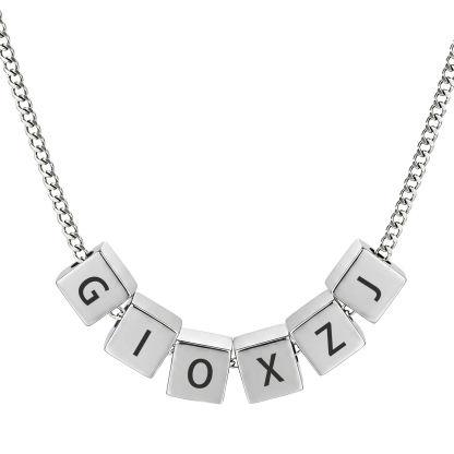 Personalized Men's Stainless Steel Necklace With Letter Cube Gift For Him