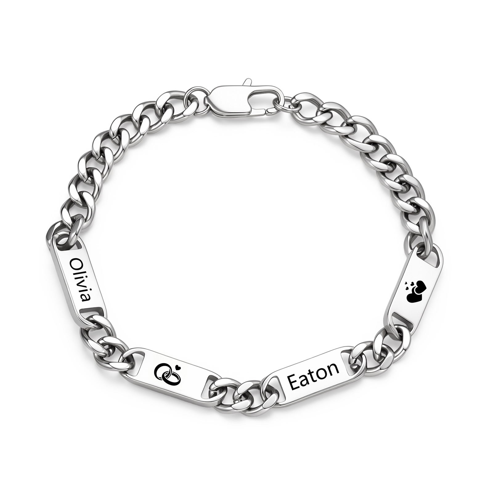 Personalized Cuban Link Bracelet For Men Customized with 2-6 Name Stainless Steel