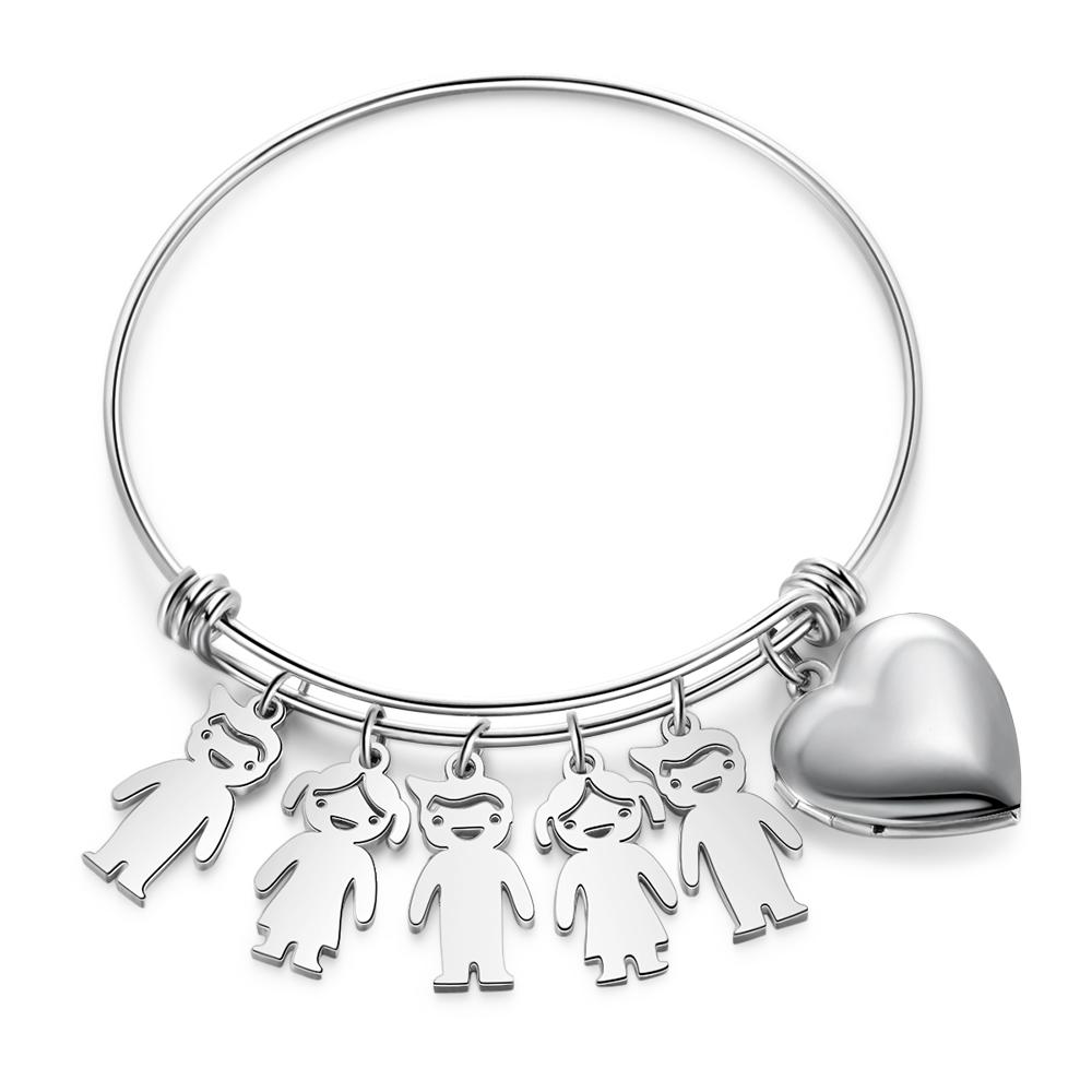 Personalized Heart Photo Locket Bracelet Custom Photo Bracelet Gifts For Mother