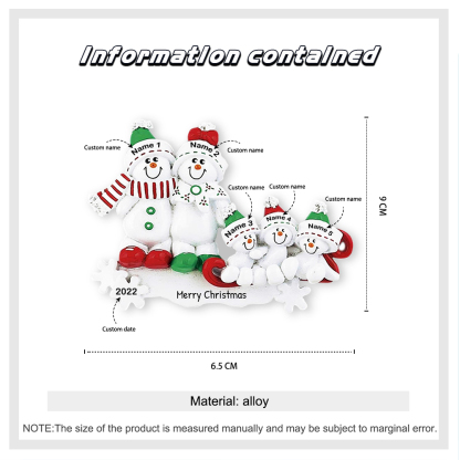 Snowmen Christmas Ornament Custom 3 Names Hanging Ornament Gifts For Family