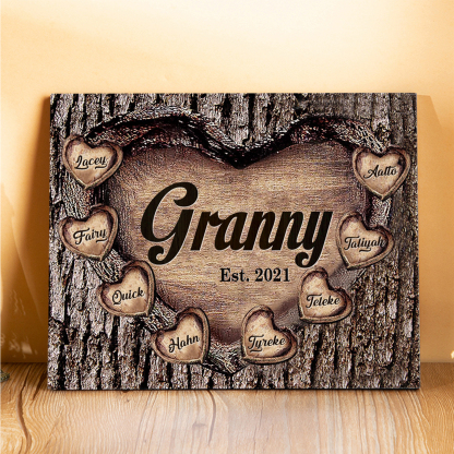 8 Names-Personalized Nana Wooden Ornament Custom Text And Date Home Decoration for Family