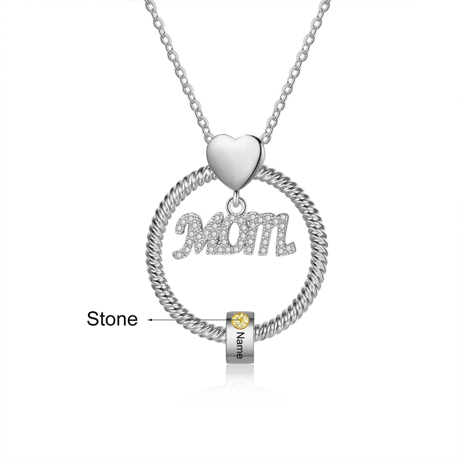 1 Name-Personalized Mom Necklace Set With  Premium Custom Necklace With 1 Birthstones Engraved Names Gift For Mother