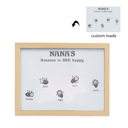 5 Names-Personalized Family Color Or Black And White Frame Custom 5 Names And Text LED Night Light