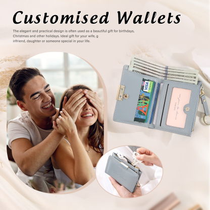 Personalized Photo And Text Pu Leather Zipper Wallet Coin Purse Three Colors Optional Gift For Women