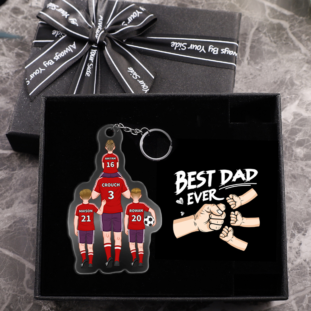 1-3 Names Football Keychain-Personalized Dad's Football Team Gift Set Keychain Custom Names Gift For Dad