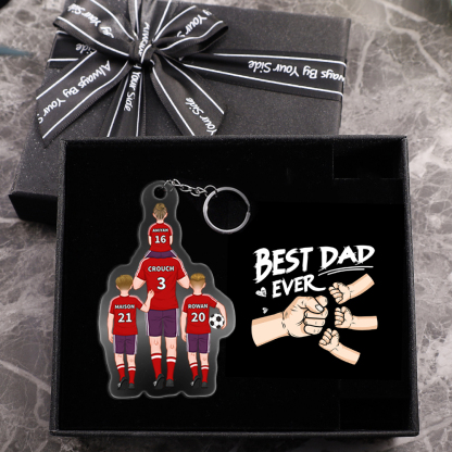 1-3 Names Football Keychain-Personalized Dad's Football Team Gift Set Keychain Custom Names Gift For Dad