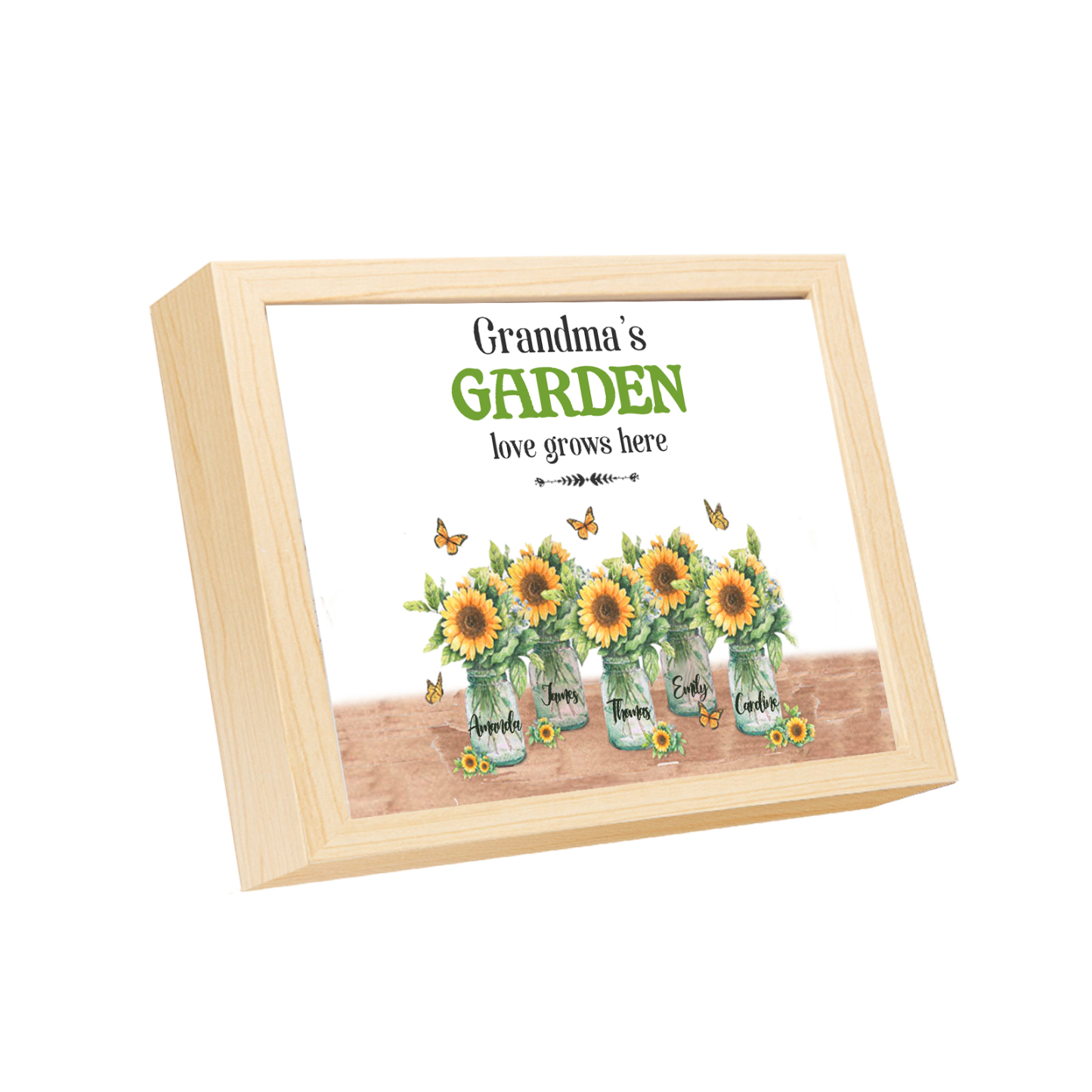 5 Names-Personalized Family Color Or Black And White Frame Custom 5 Names And Text LED Night Light