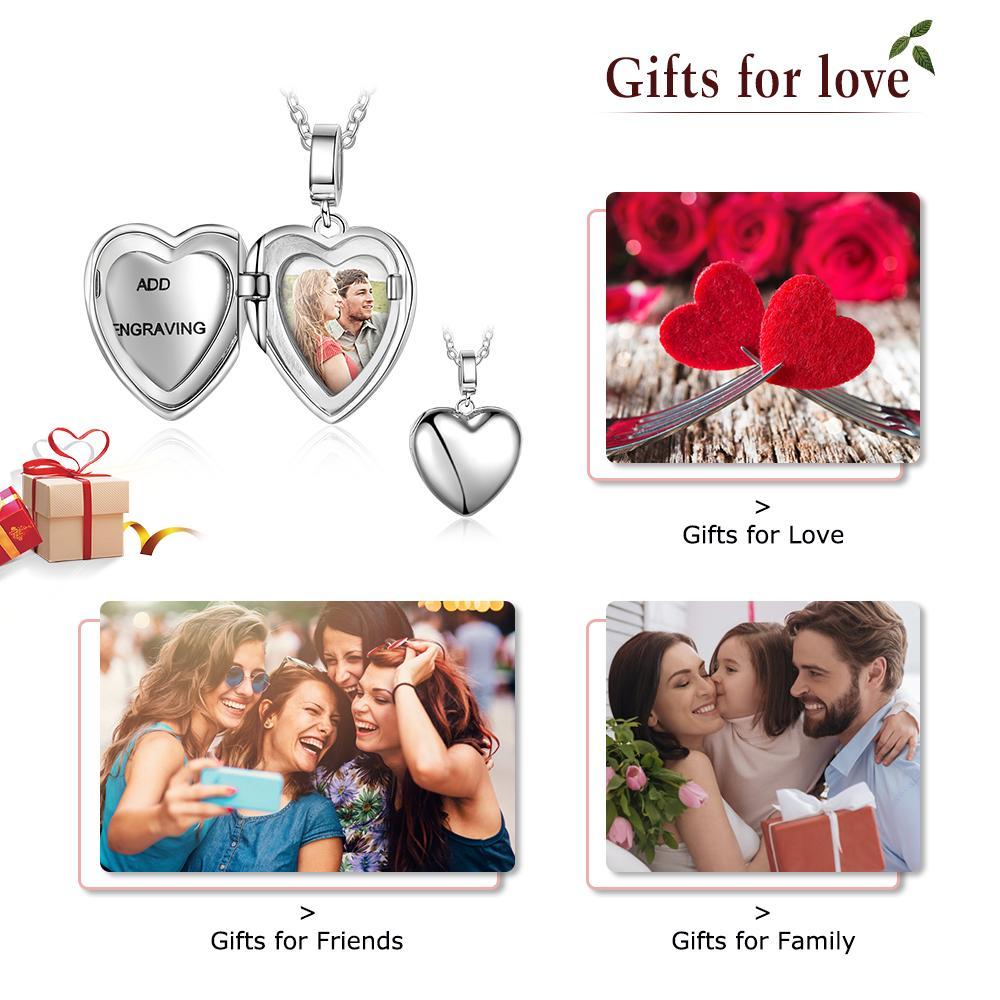 Personalized Heart Photo Locket 925 Sliver Necklace Custom Photo Necklace Gifts For Her