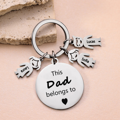 3 Names-This Mom Belongs to...Custom Keychain with Name & Text