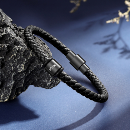 Personalized Men's Bead Bracelet with Custom 1 Name Personalized Gift for Him | Jessmade 