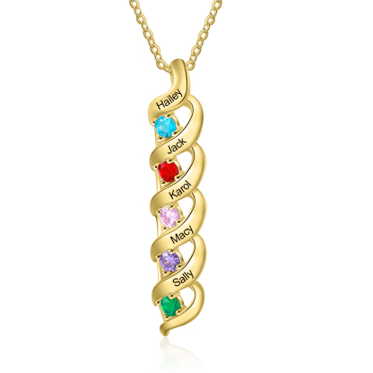 3 Names-Customized Necklace Cascading Pendant with 1-10 Birthstones Engraving 3 Names Gifts for Her