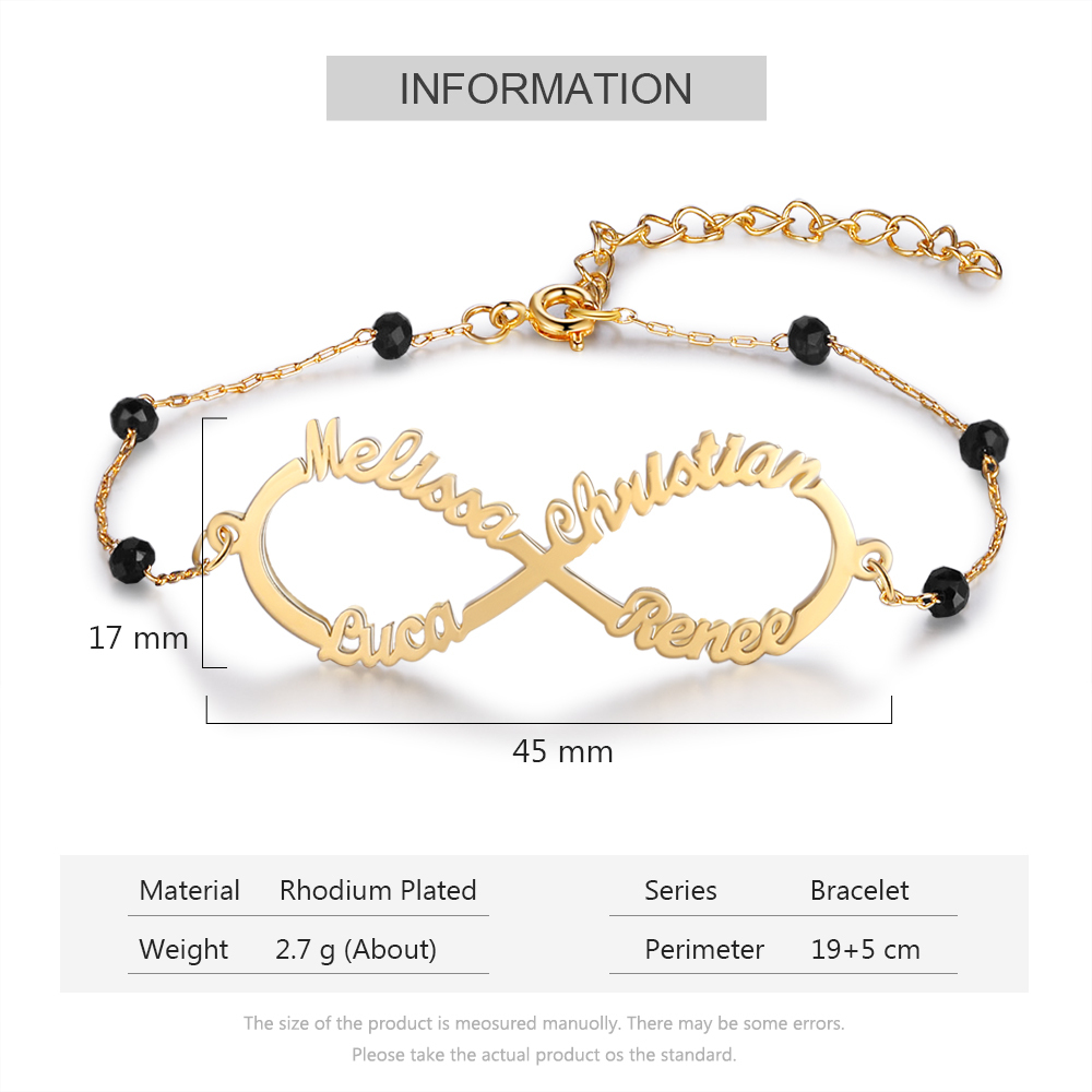 Personalized Infinity Bracelet Custom 4 Names Bracelet Gift For Women | Jessemade