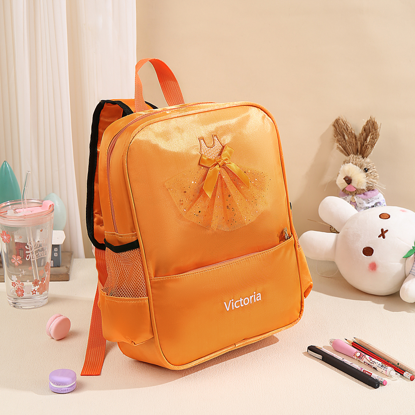 Personalized Name Band Princess Dress Accessories Satin Children Backpack Back To School Gift