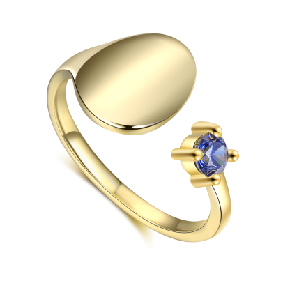 Personalized 1-12 Month Birth flower With Birthstone Open Rings For Women