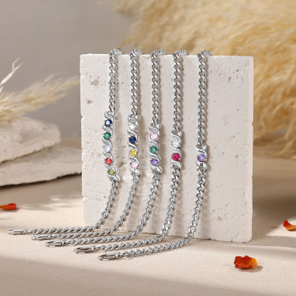 Personalized Cuban Link Bracelet Custom with 1–5 Names and Birthstones