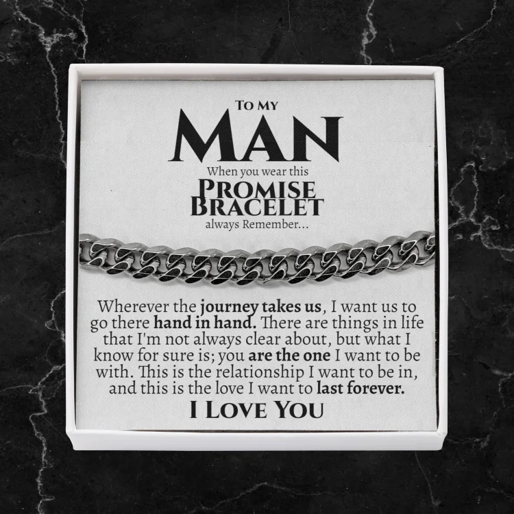 To My Man I LOVE YOU Cuban Chain Bracelet Stainless Steel Bracelet Romantic Gift