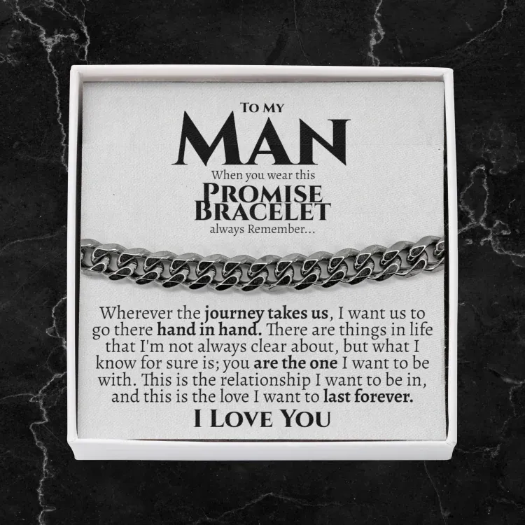 To My Man I LOVE YOU Cuban Chain Bracelet Stainless Steel Bracelet Romantic Gift