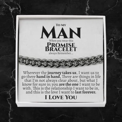To My Man I LOVE YOU Cuban Chain Bracelet Stainless Steel Bracelet Romantic Gift