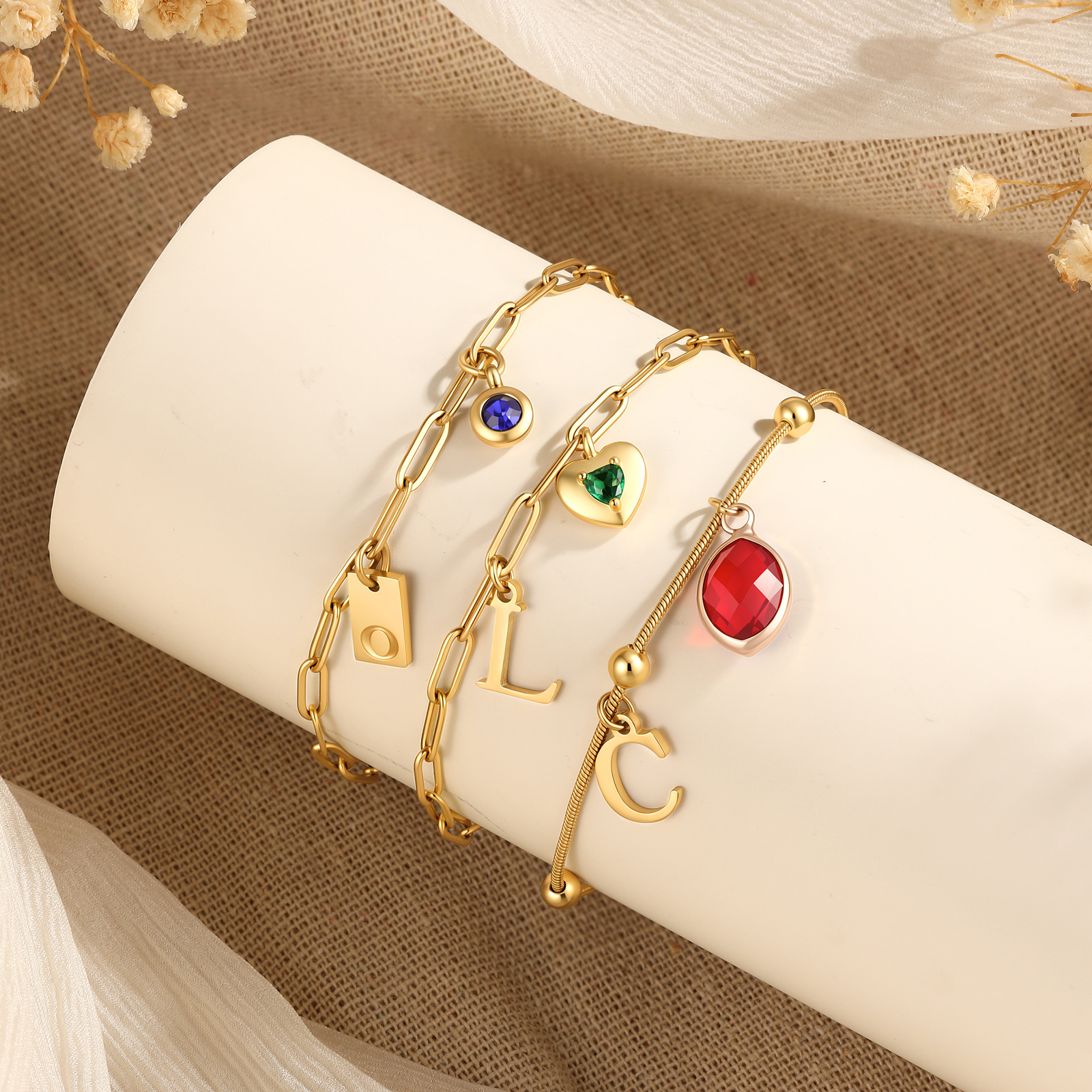 Personalized Birthstone Initial Anklet Minimalist Summer Anklet Bracelet