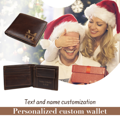Personalized Men‘s Wallet Monogram Genuine Leather Wallet Vanlentine's Day Gift for Him | Jessemade