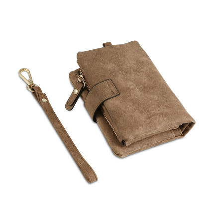 Brown Color Personalized Birthday Flower Leather Wallet Engraving Name Wallet Gifts for Women