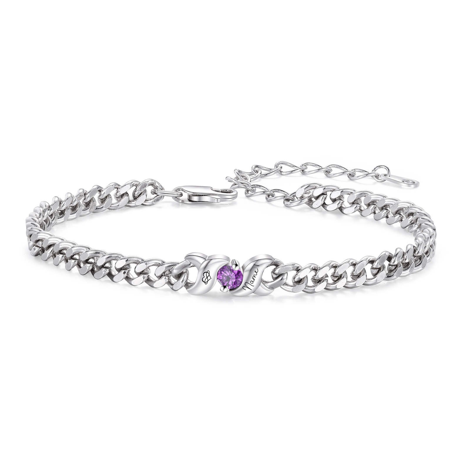 Personalized Cuban Link Bracelet Custom with 1–5 Names and Birthstones, Women’s Bracelet, Mother’s Day and Anniversary Gift for Mom, Wife, Grandma | Jessemade