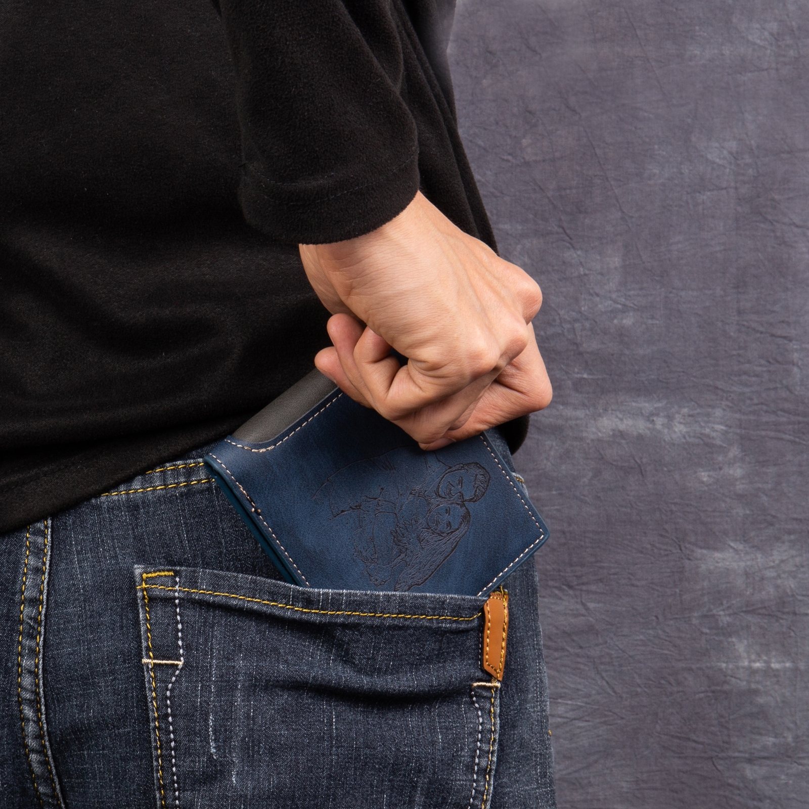 Personalized Leather Folding Wallet With Photo, Name and Letter, Gift For Dad