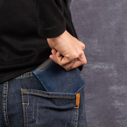 Personalized Leather Folding Wallet With Photo, Name and Letter, Gift For Dad