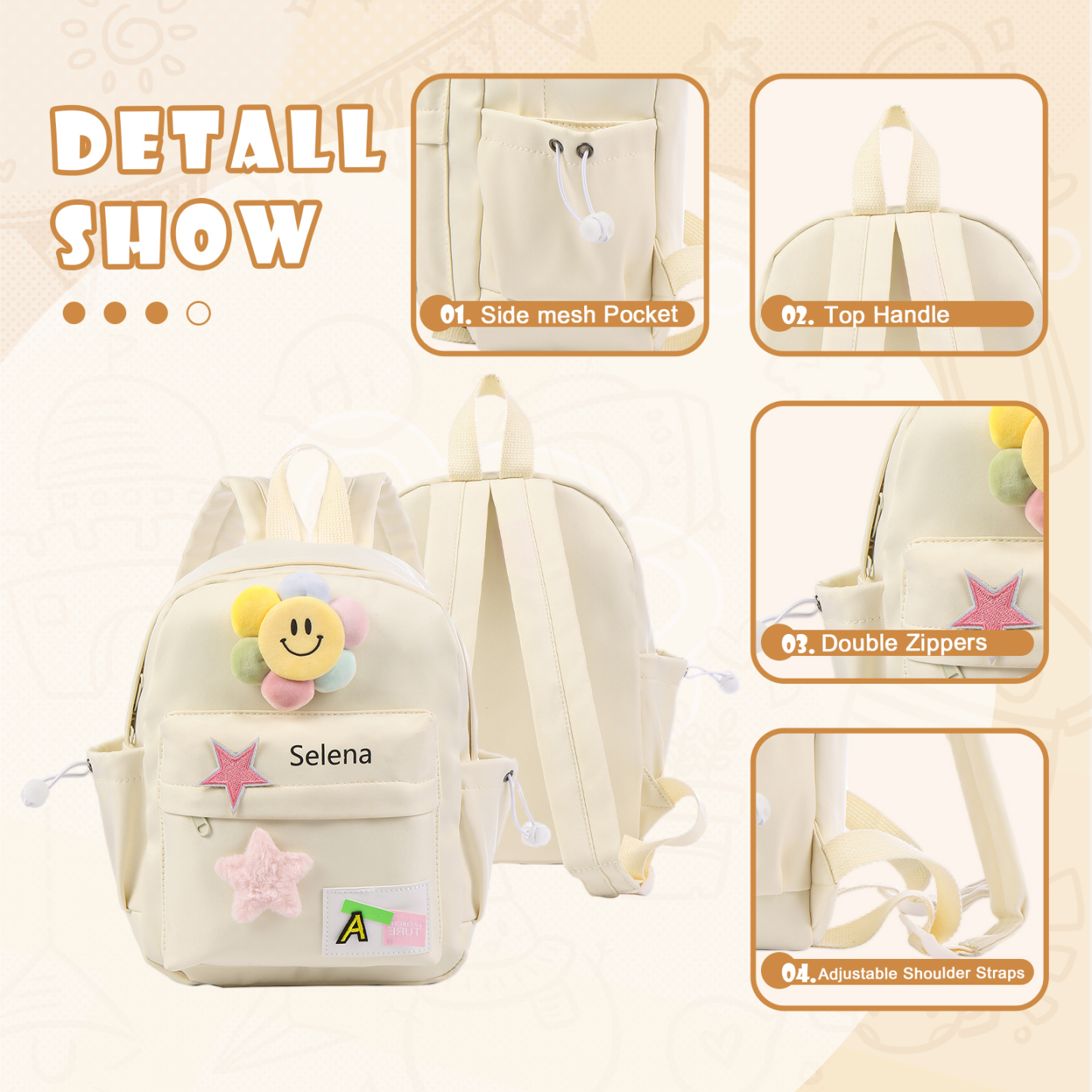 Personalized Nylon Polyester Children's Custom Name Backpack Back to School Gift