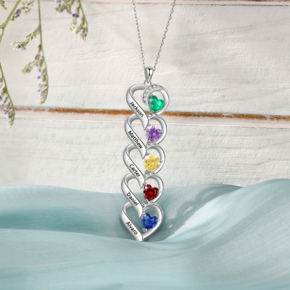 5 Name - Personalized Love Necklace with Customized Name and Birthstone, A Perfect and Exquisite Gift for Her