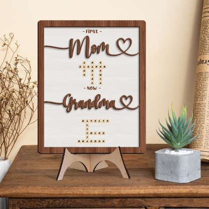 Personalized Wooden Plaque Crossword Art Sign First Mom Now Grandma Gift