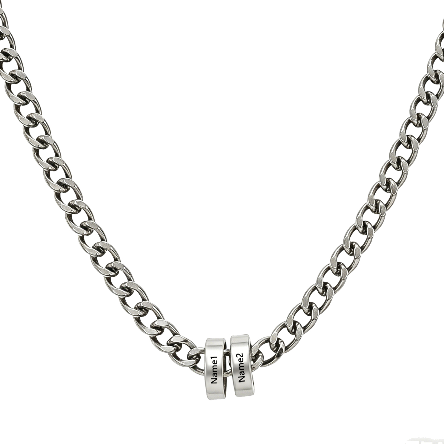 Personalized Men’s Stainless Steel Necklace with 2 to 6 Name Beads – Personal Gift for Him, Birthday or Anniversary Gift for Him, Husband, Boyfriend | Jessemade