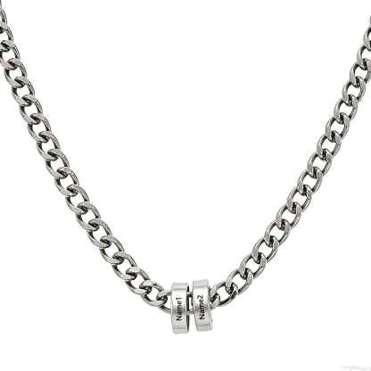 Personalized Men’s Stainless Steel Necklace with 2 to 6 Name Beads – Personal Gift for Him, Birthday or Anniversary Gift for Him, Husband, Boyfriend | Jessemade