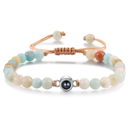 Personalized Couple Projection Beaded Bracelet Customized Photo Bracelet Adjustable Bracelet Personalized Gift