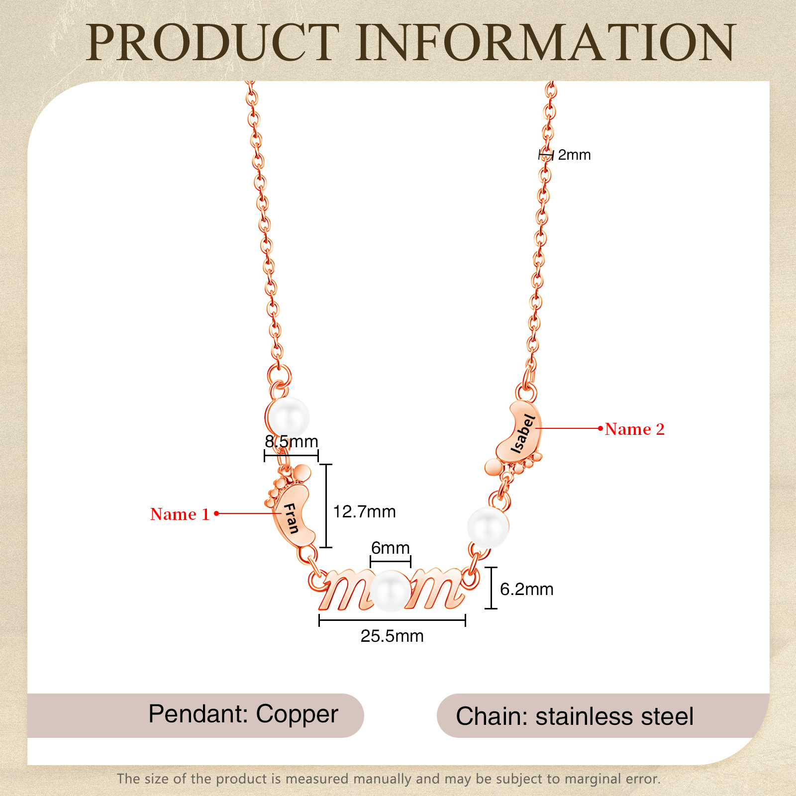 2 Names - Personalized Exquisite Pearl Necklace Supports Customized Name Necklace Gifts for Mom