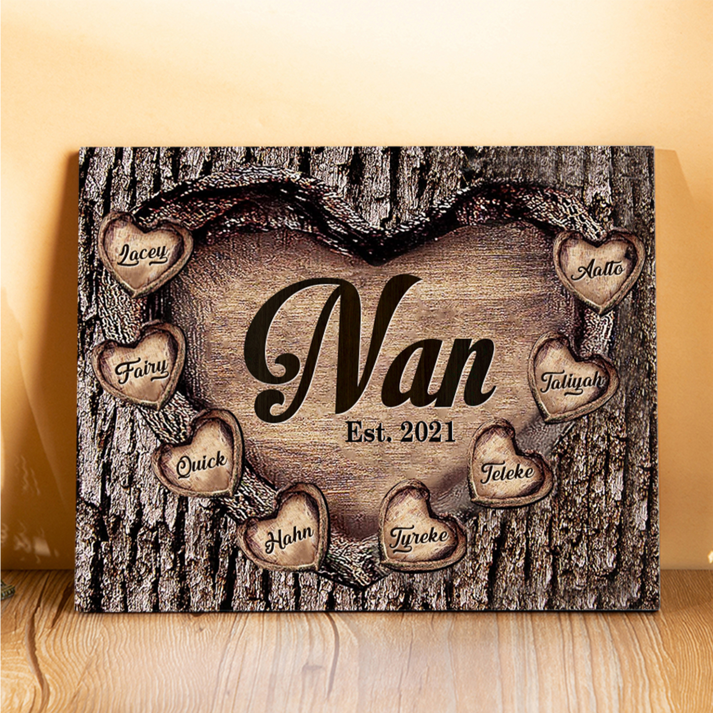 8 Names-Personalized Nana Wooden Ornament Custom Text And Date Home Decoration for Family