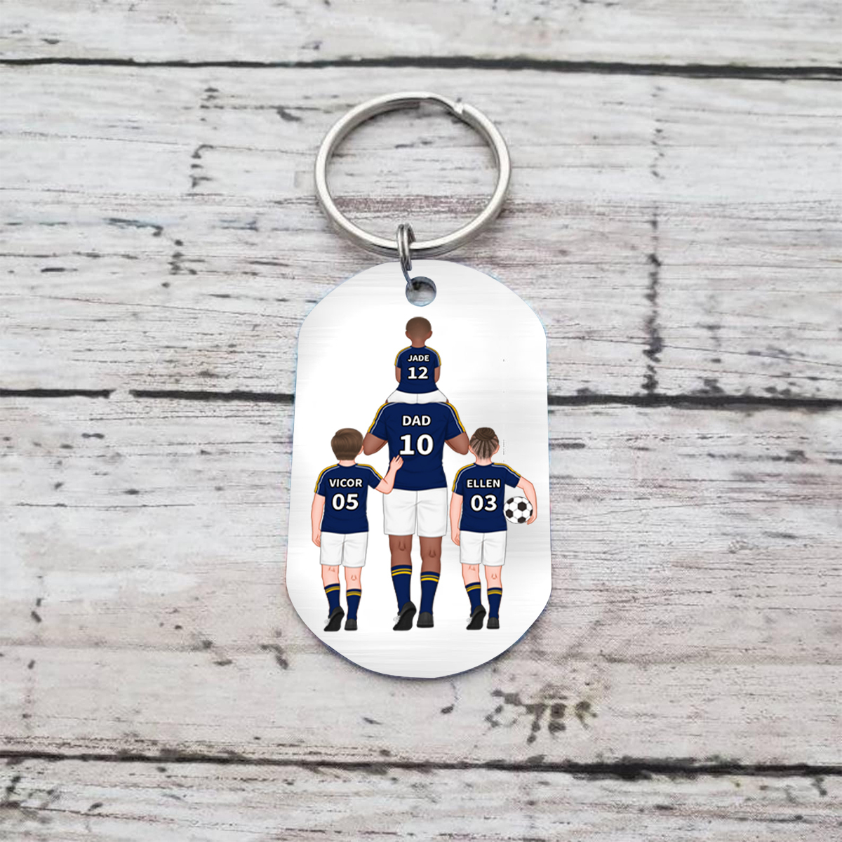 1-3 Names-Personalized Dad's Football Team Fift Keychain Custom Names Gift For Dad
