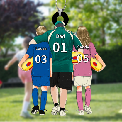 Personalized Aussie Rules Footy Keyring, Custom 3 Names and Numbers Father’s Day Gift for Dad/Footy Fan | Jessemade