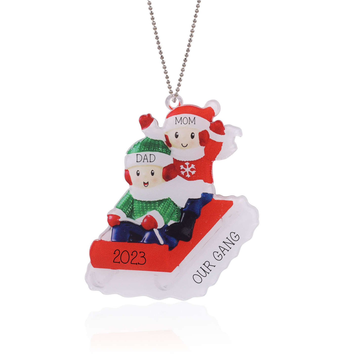 2 Names-Personalized Family Acrylic Christmas Xmas Tree Decoration Ornament-Custom 2 Names And Text Hanging Ornament Gifts For Family