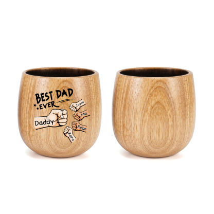 Personalized Wooden Whiskey Cup Custom with 2-6 Fist Bumps and Names