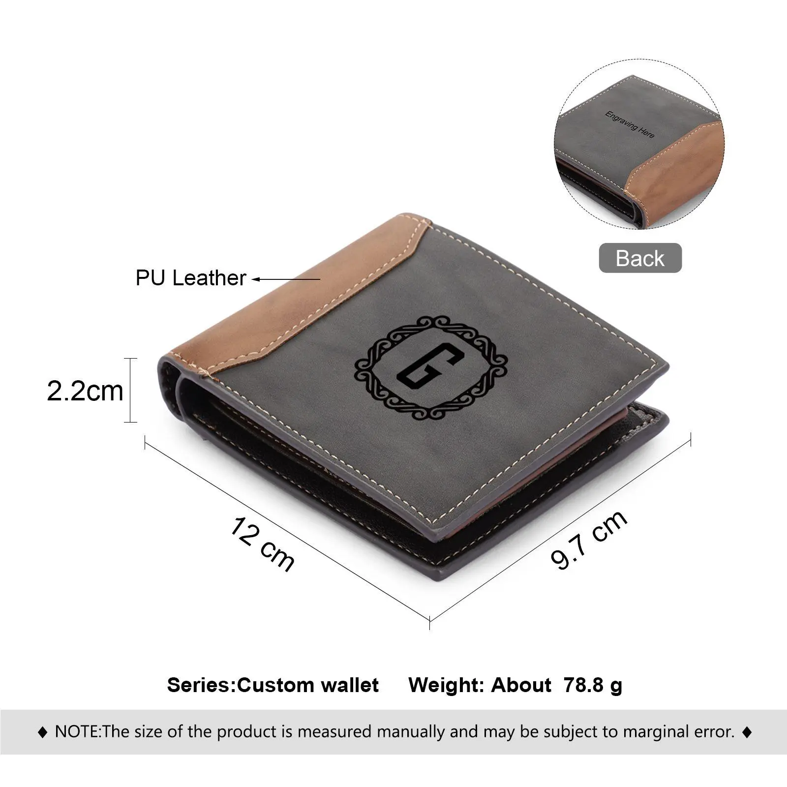 Personalized Leather Wallet Engraved Letter Short Purse Custom Folding Wallet Gifts For Men