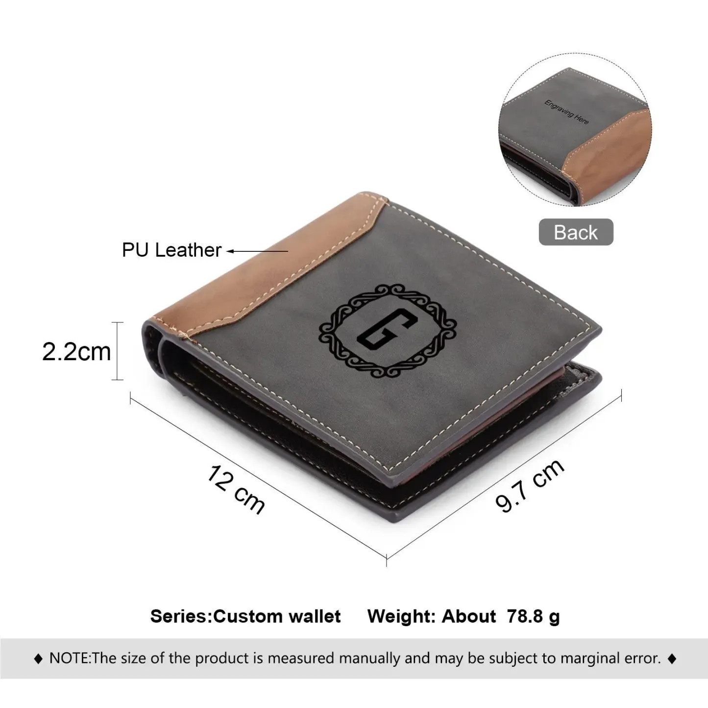 Personalized Leather Wallet Engraved Letter Short Purse Custom Folding Wallet Gifts For Men