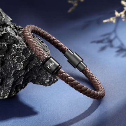 Personalized Men's Bead Bracelet with Custom 1 Name Personalized Gift for Him | Jessmade 