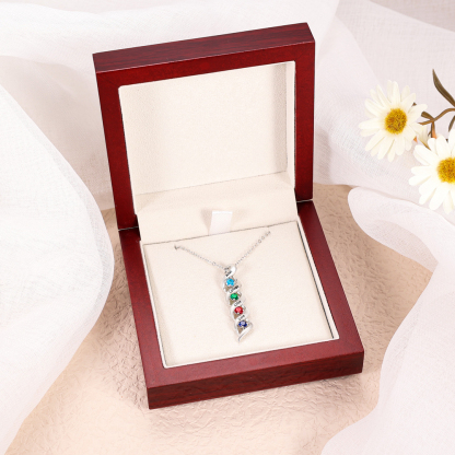 3 Names-Customized Necklace Cascading Pendant with 1-10 Birthstones Engraving 3 Names Gifts for Her